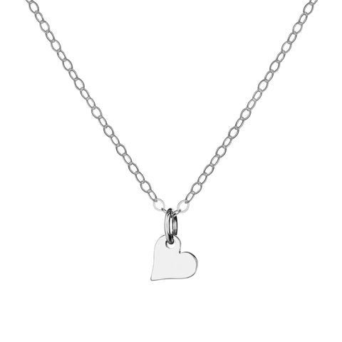 Tiny Silver Heart Charm Necklace