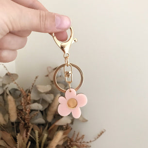 Flower Keyring | Pale Pink + Gold