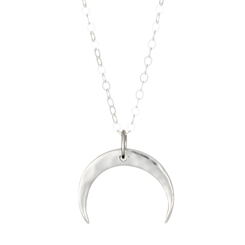 itutu Sterling Silver Crescent Moon Charm Necklace - Small