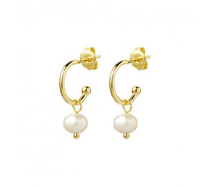 itutu Gold Pearl Hoops - Large