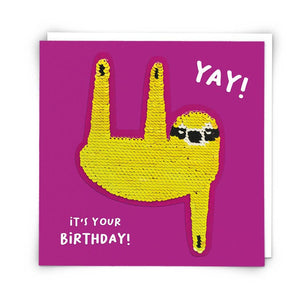 Yay It's Your Birthday Sloth Sequin