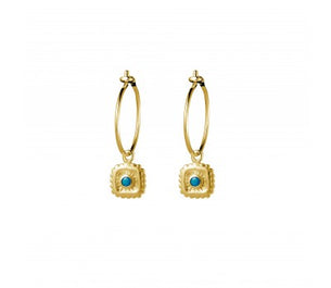 itutu Gold Turquoise Charm Hoops