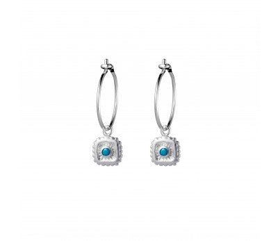 itutu Sterling Silver Turquoise Charm Hoops
