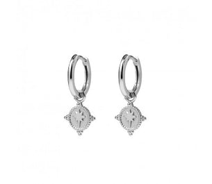 itutu Sterling Silver North Star Disc Hoops