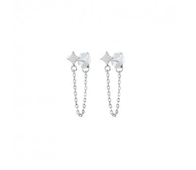 itutu Silver Crystal Chain Studs