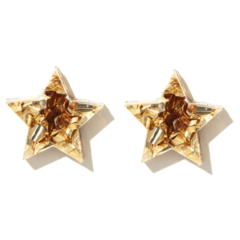 Star Studs - Gold Glitter