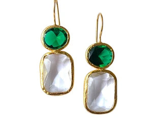 Ottoman Jade/Clear Quartz Earrings