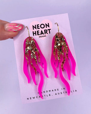 Blaze Earrings - Pink and Gold