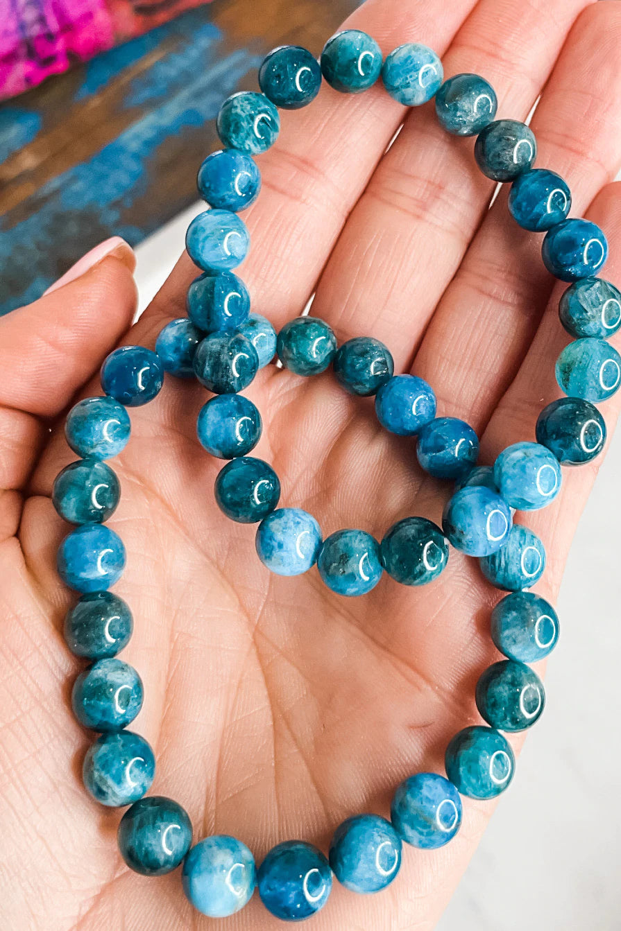 Blue Apatite Crystal Bracelet Ruby Sky