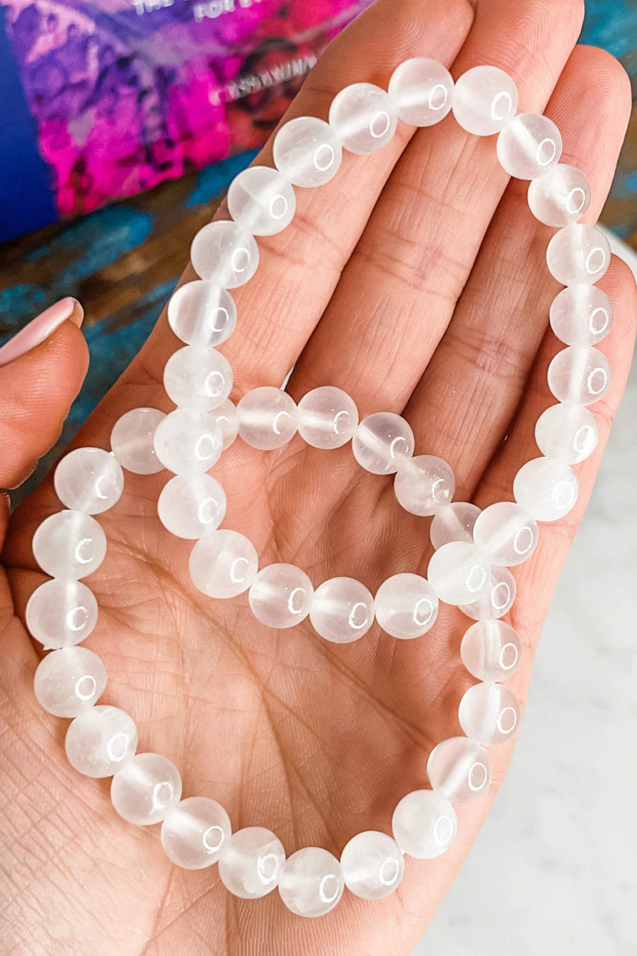 8mm Natural Selenite Crystal Bracelet Positive Chakra Protection Reiki Gift  3pcs | eBay