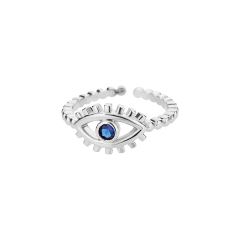 SILVER EVIL EYE PROTECTION RING