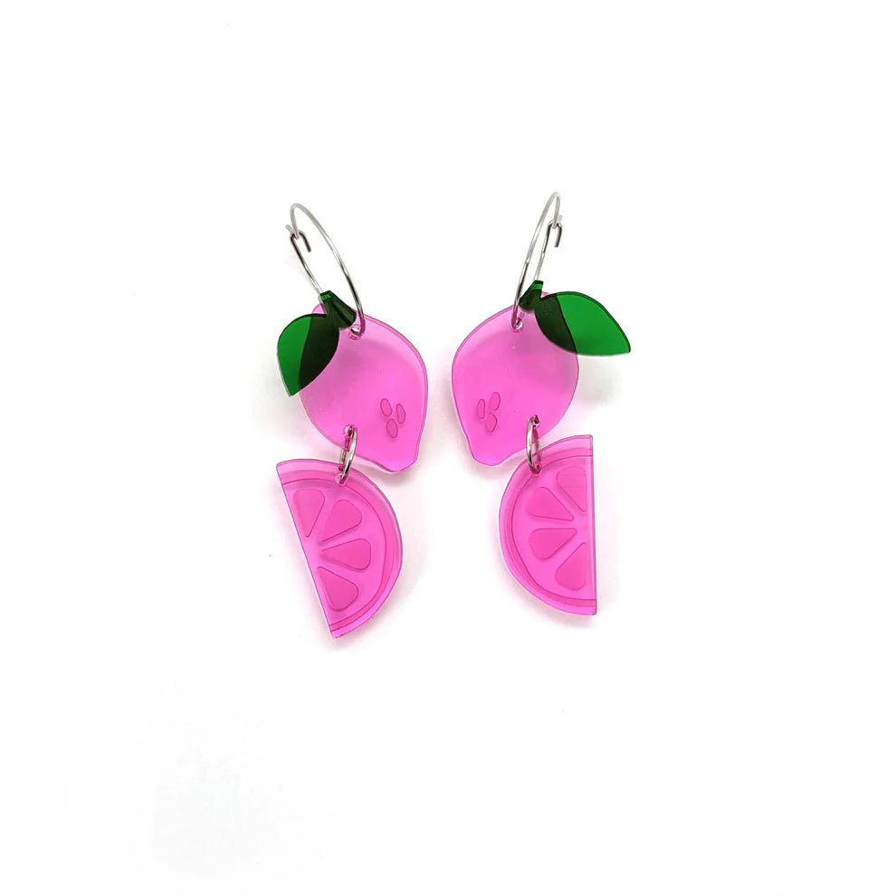 Koraki zesty pink lemon hoop earrings