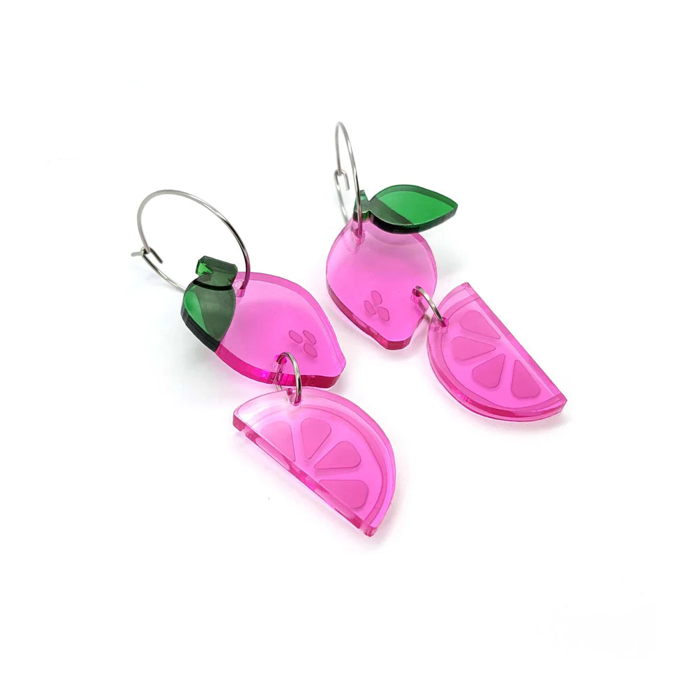Koraki zesty pink lemon hoop earrings