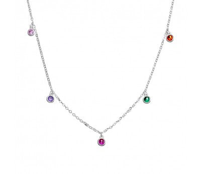 itutu Sterling Silver Coloured CZ Necklace