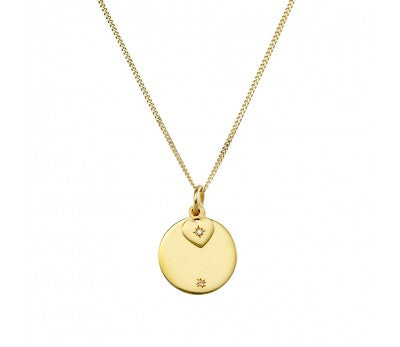 itutu Gold Disc Necklace with Mini Heart Charm