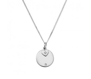 itutu Silver Disc Necklace with Mini Heart Charm
