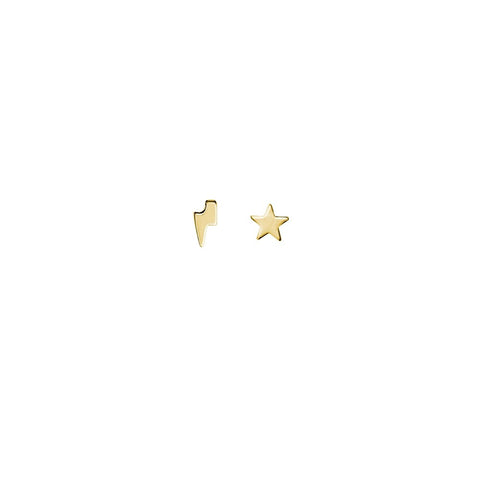 itutu Gold Plated Studs - Star and Bolt