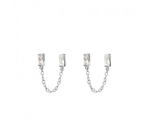 itutu Sterling Silver Double Baguette Chain Earrings