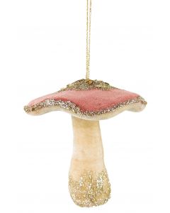 Velvet Glitter Toadstool Hanging Decoration